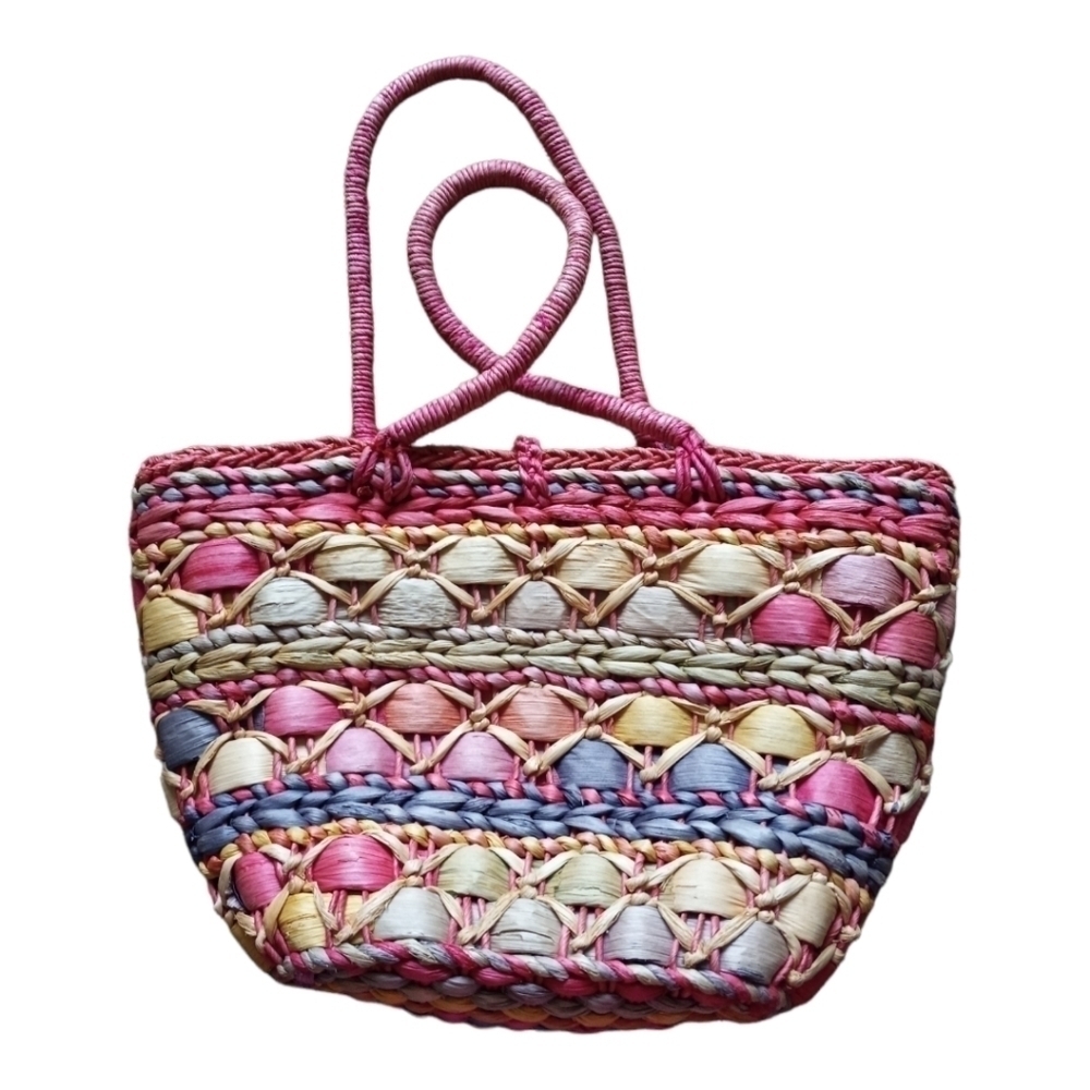 Women’s  Multicolor Corn Husk Boho Hand Bag in Excellent Used Condition